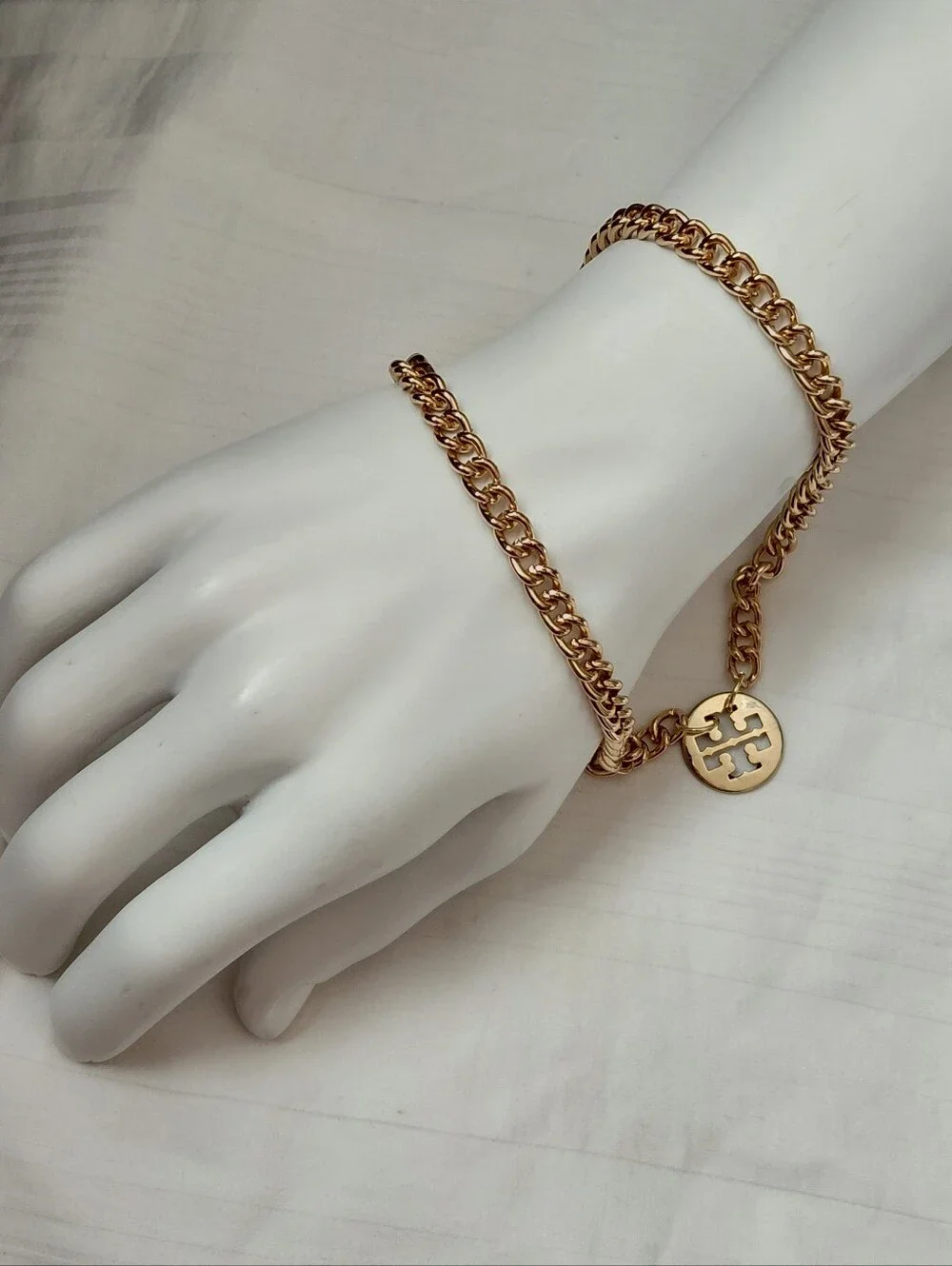 Tory Burch Gold Charm Logo Necklace
